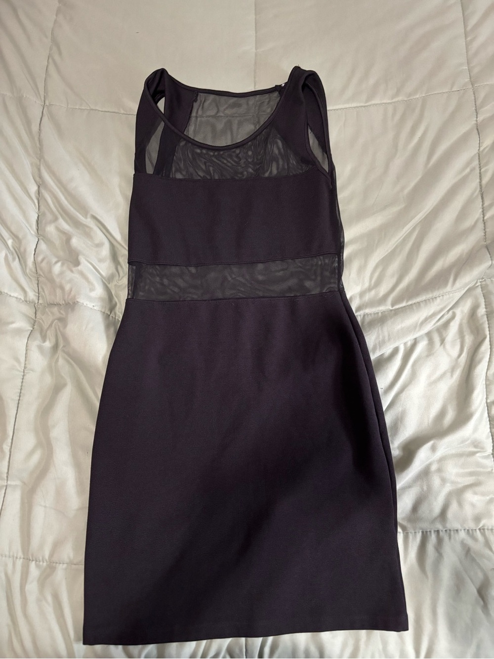 Sleeveless Black Mesh-Panel Bodycon Dress